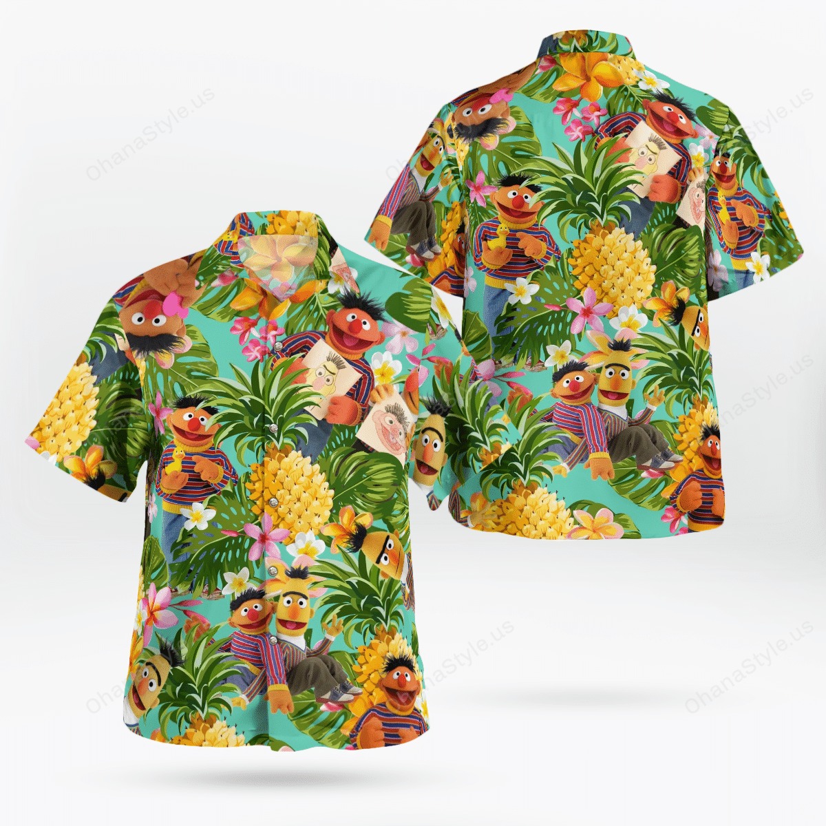 Bert And Ernie Pineapple Tropical Hawaiian Shirt