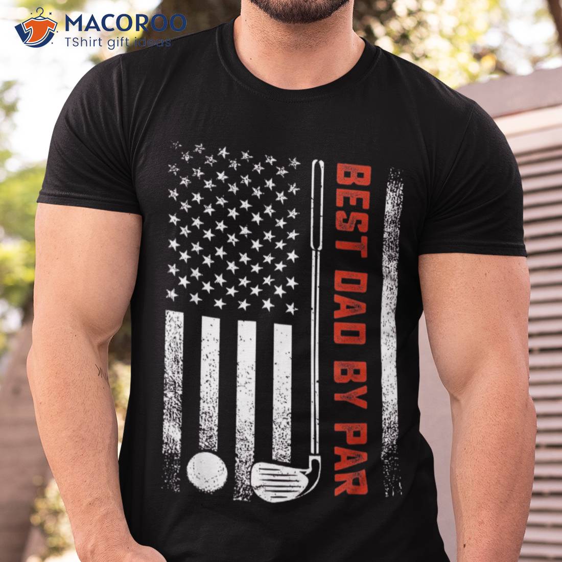 Best Dad By Par Funny Golf Daddy Fathers Day Us Flag Gifts Shirt