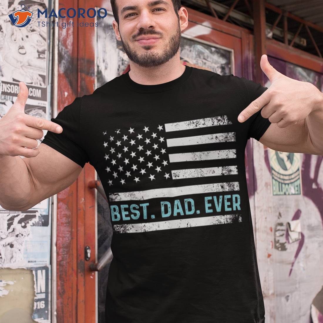 Best Dad Ever With Us American Flag Fathers Day Shirt