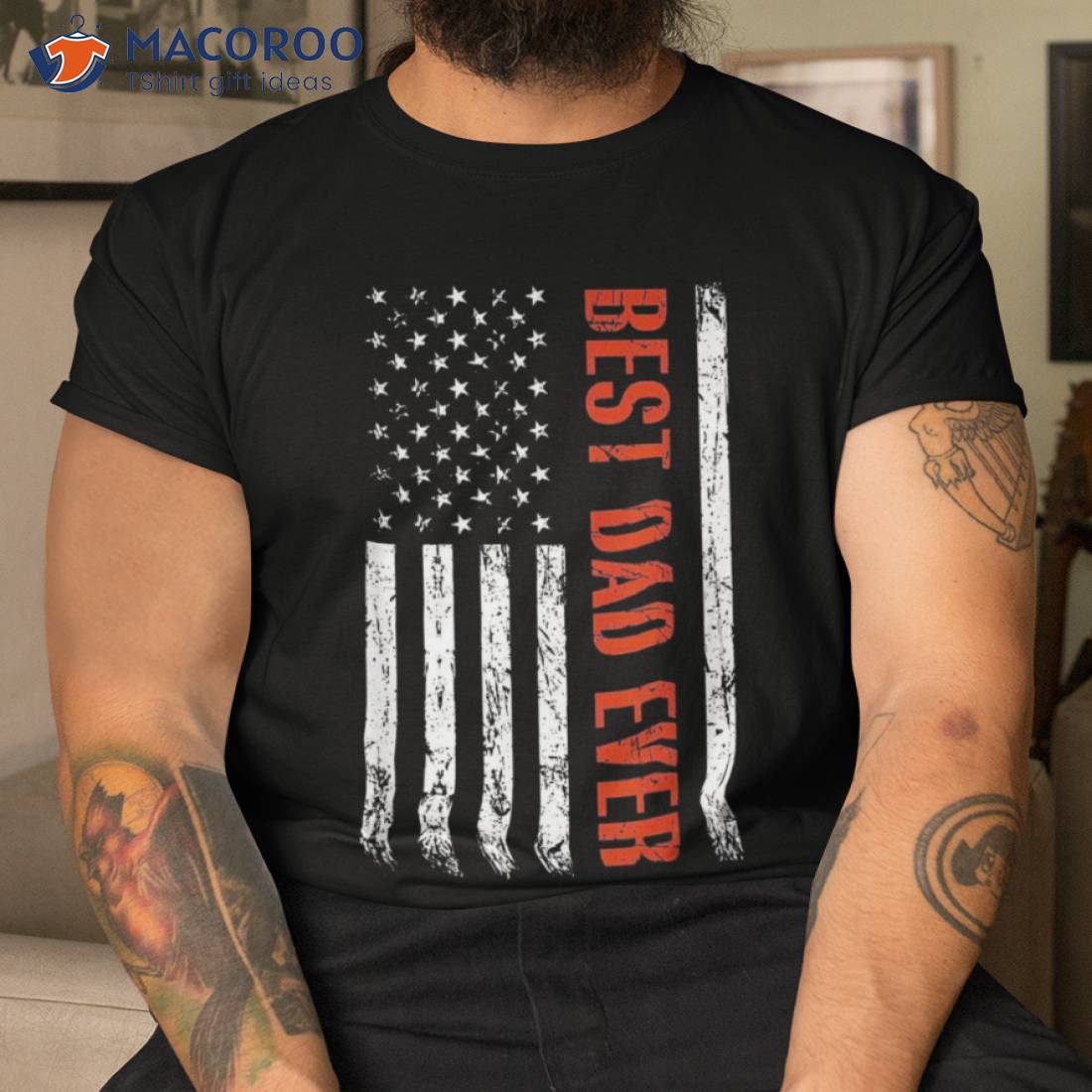 Best Dad Ever With Us Flag American Fathers Day Shirt