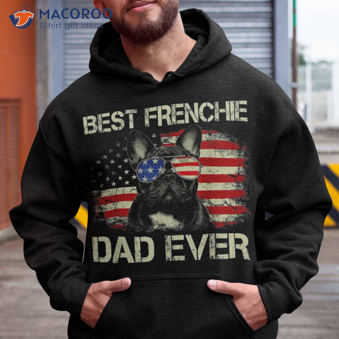 Best Frenchie Dad Ever Bulldog American Flag Gift Shirt