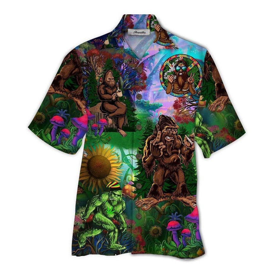 Bigfoot Hippie Hawaiian Shirt