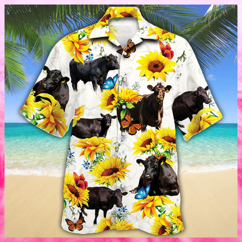 Black Angus Cattle Hawaiian Shirt