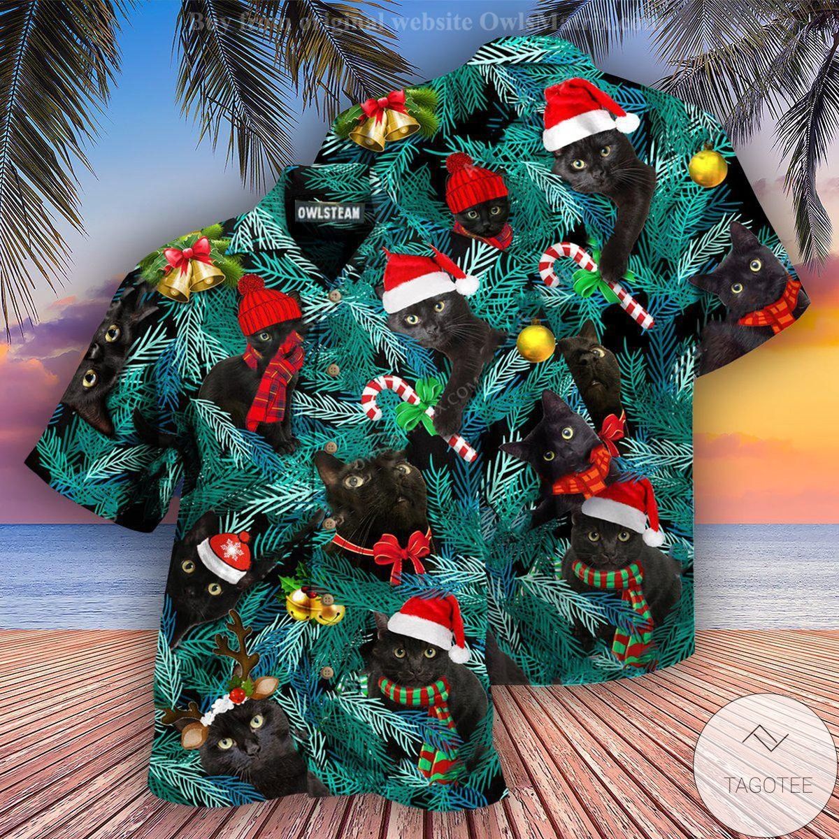 Black Cat Joy Christmas Hawaiian Shirt