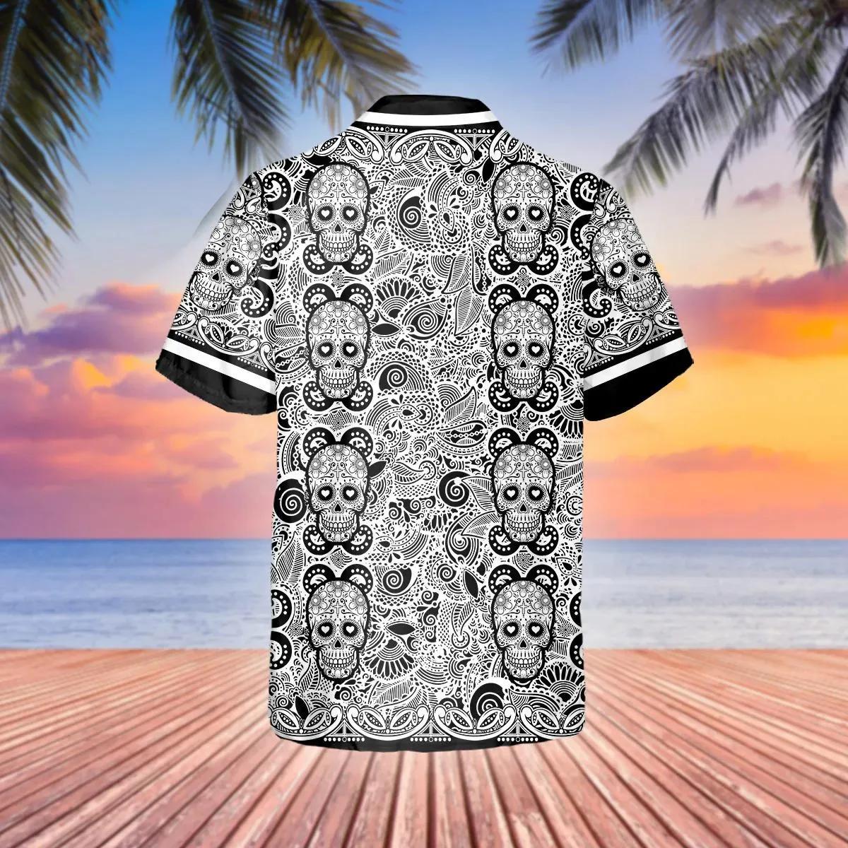 Black Pattern Color Skull Hawaiian Shirt – Best Clothing For You