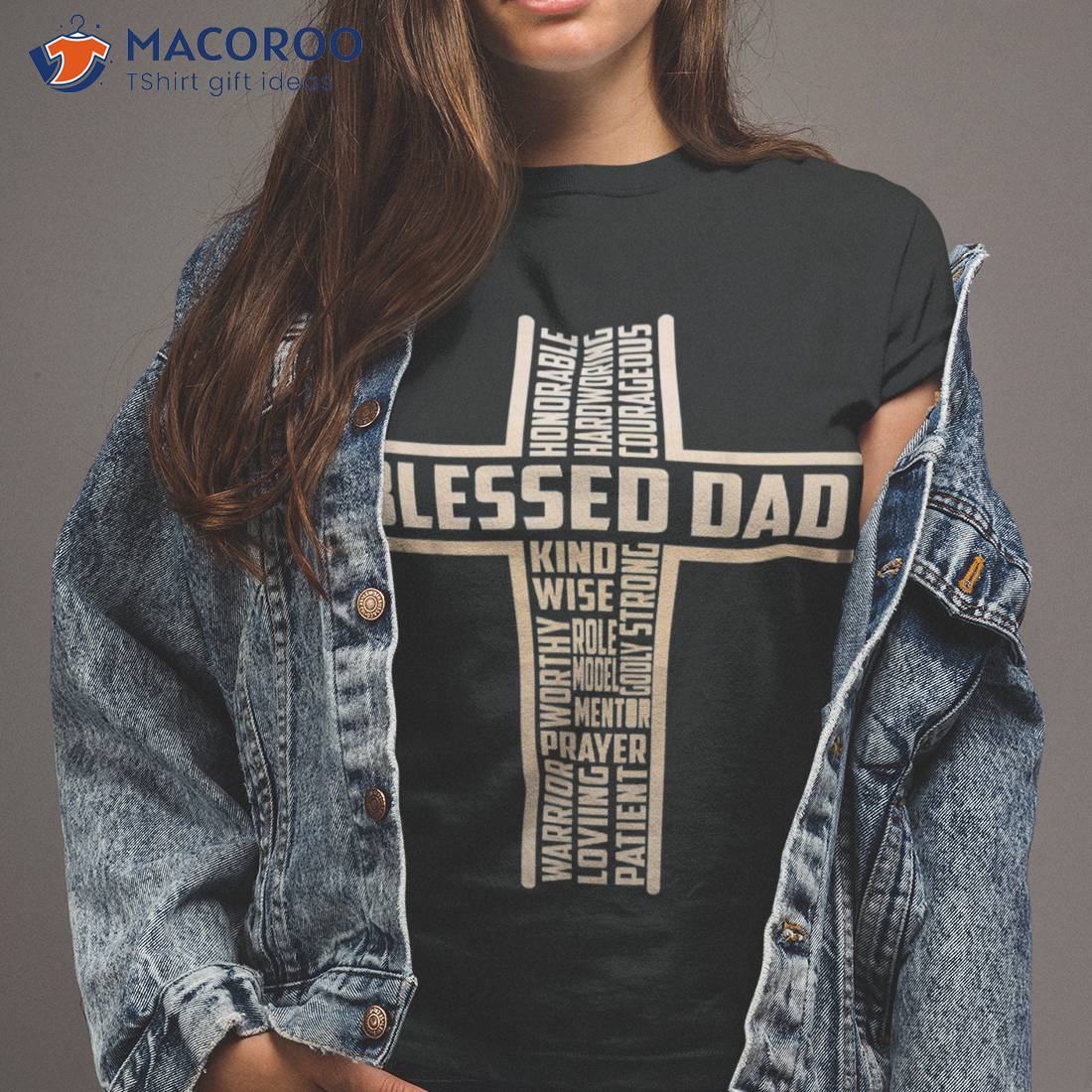 Blessed Dad Fathers Day Cross Christian Papa Pop Husband Shirt