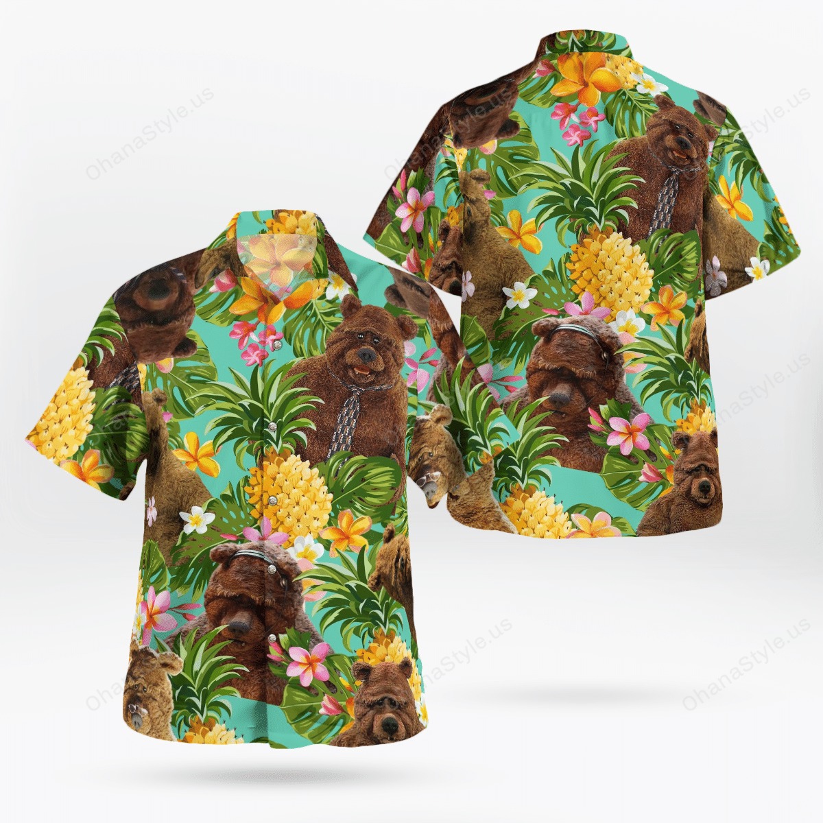 Bobo The Bear Pineapple Tropical Hawaiian Shirt