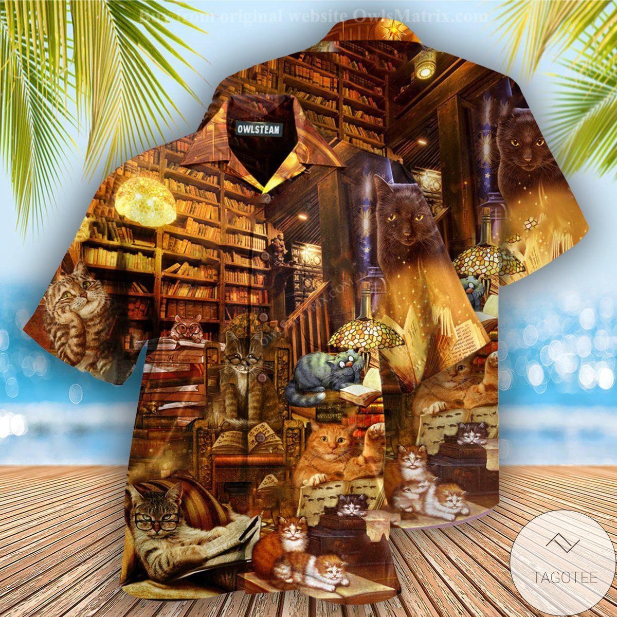 Book Happiness Is A Good Book And A Cat Hawaiian Shirt