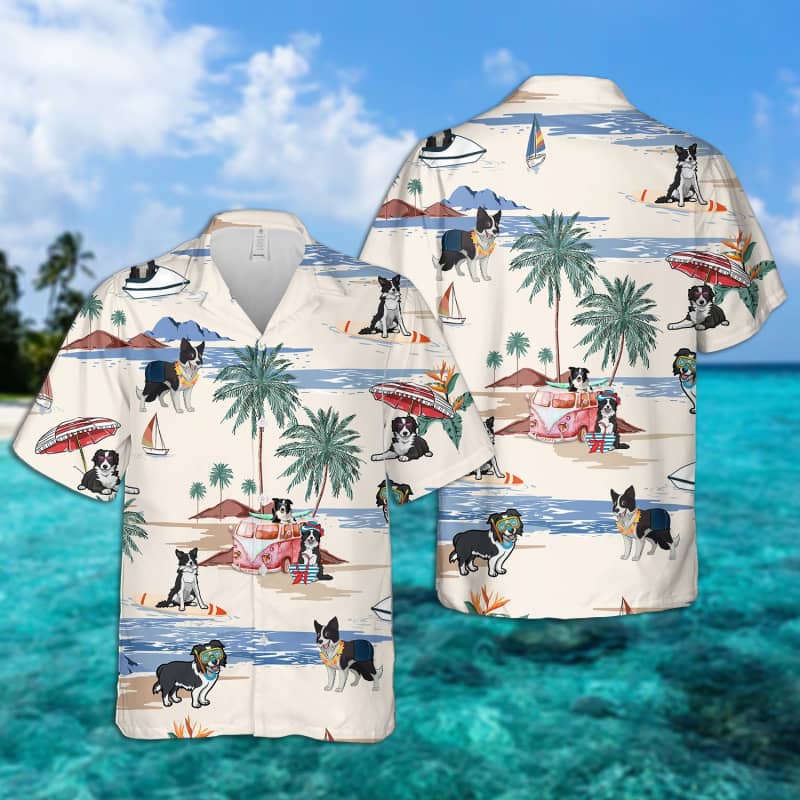 Border Collie Beach Hawaiian Shirt