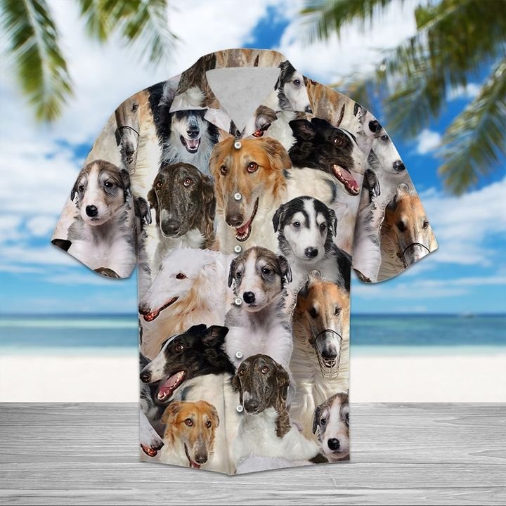 Borzoi Hawaiian Shirt Summer Button Up