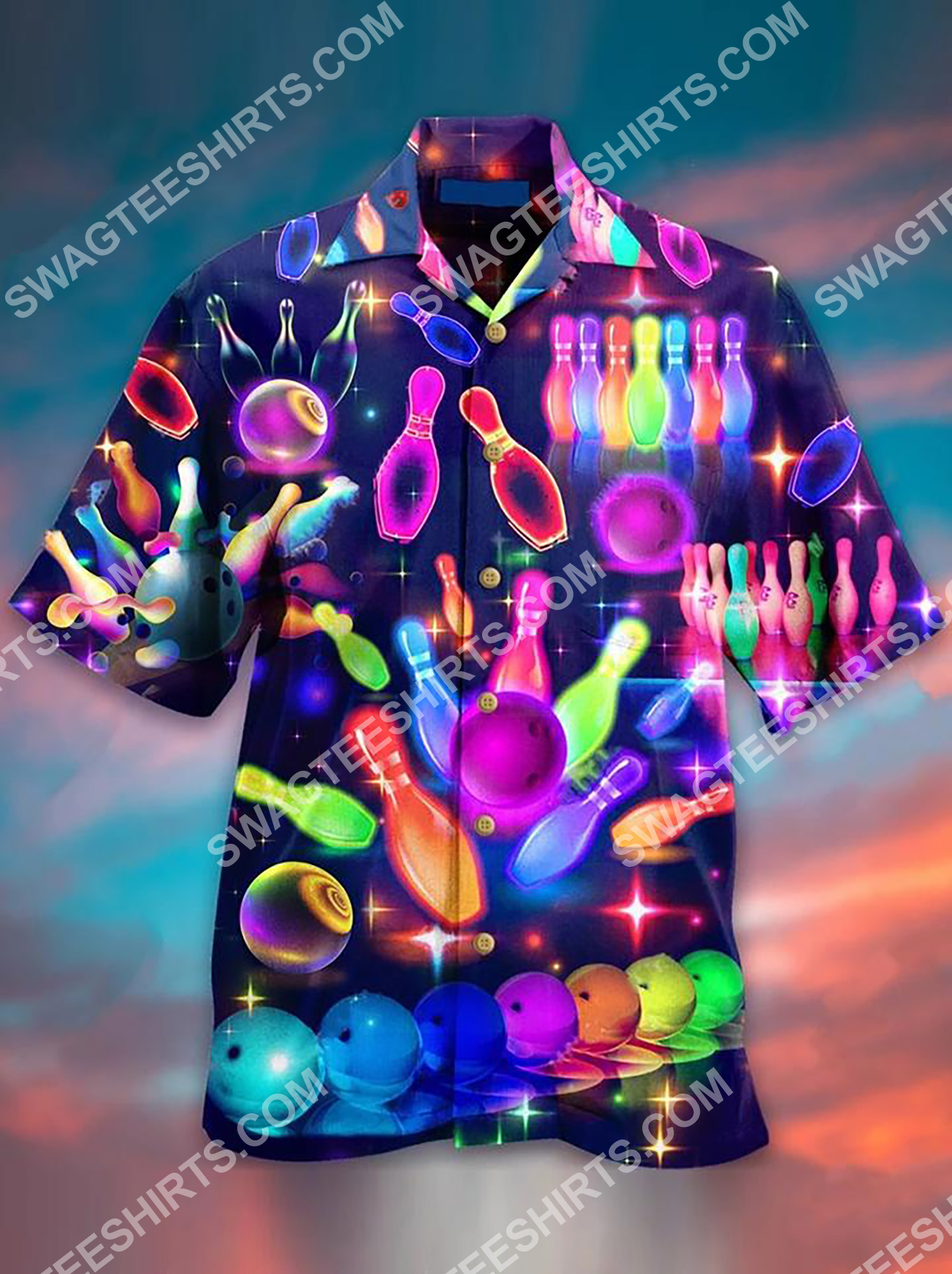 Bowling Colorful All Over Printing Hawaiian Shirt