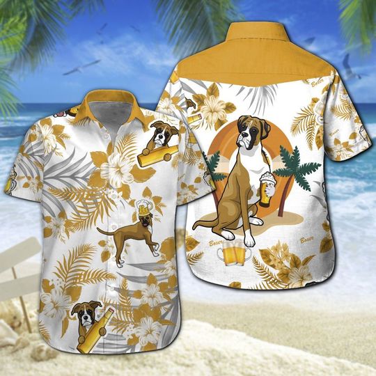 Boxer Beer Hawaiian Shirt Summer Button Up