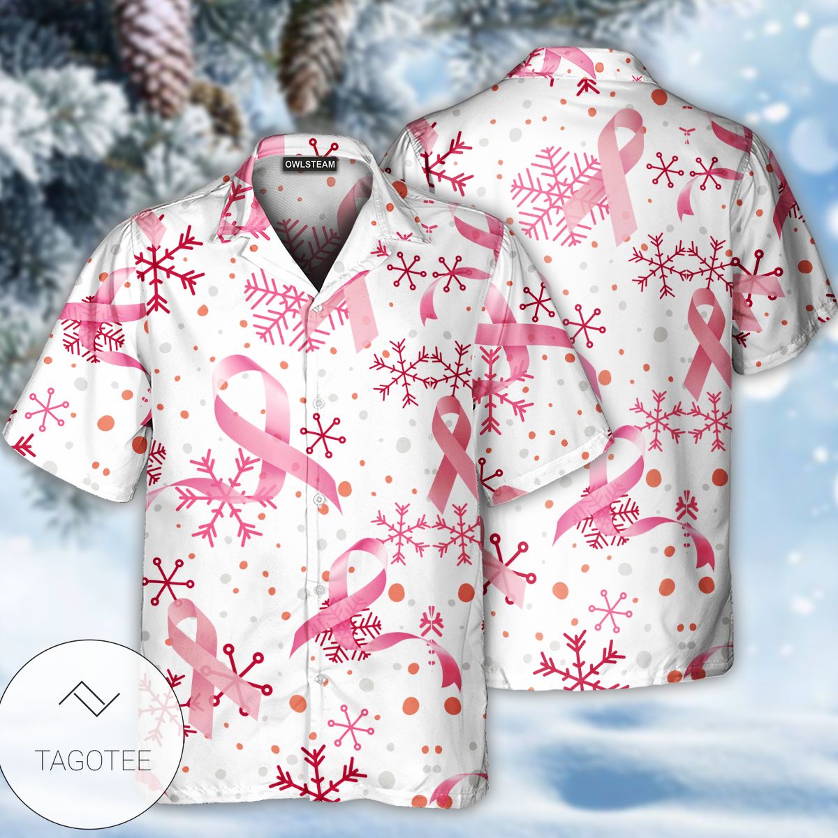 Breast Cancer Pink Ribbon Merry Christmas Hawaiian Shirt