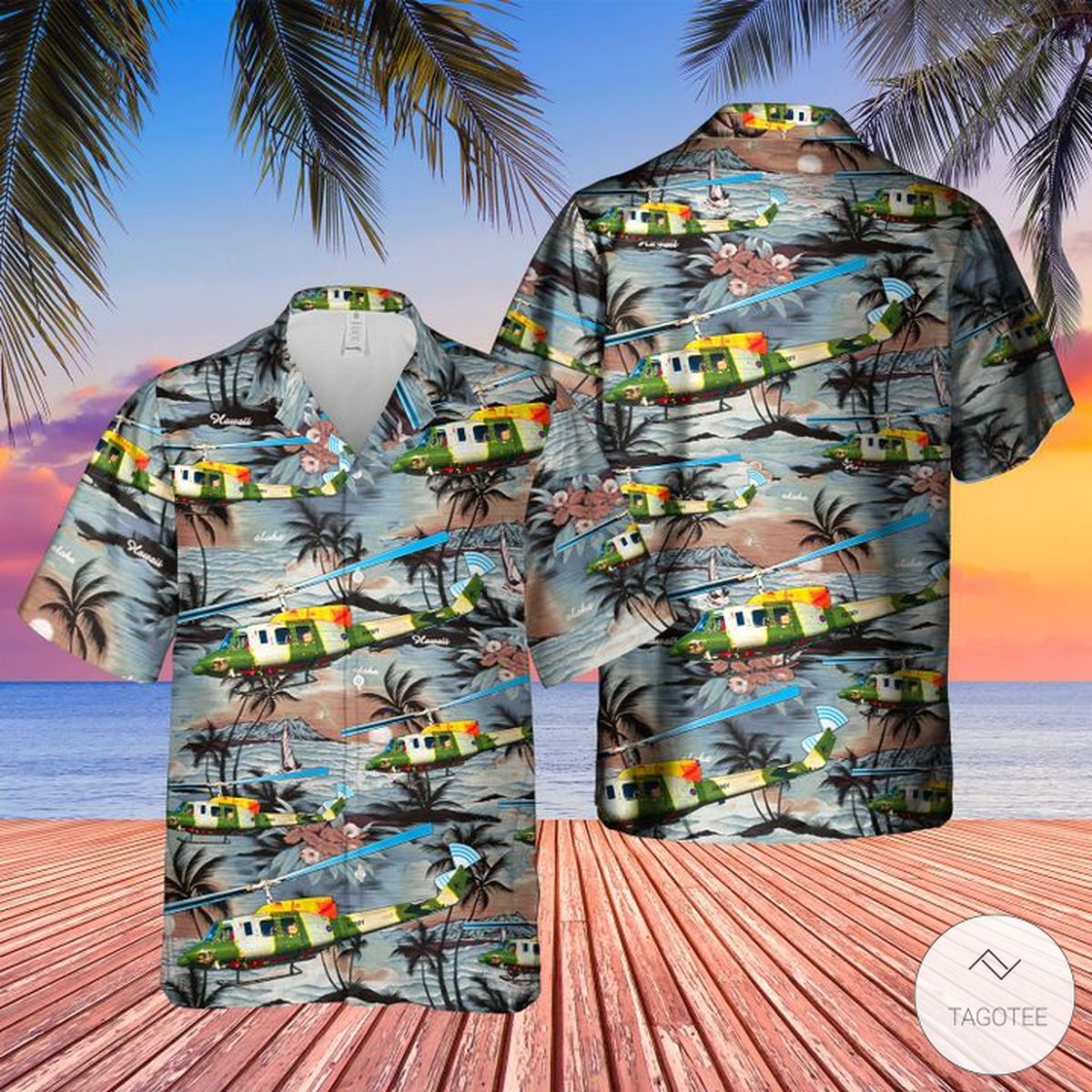 British Army Bell 212 Helicopter Hawaiian Shirt