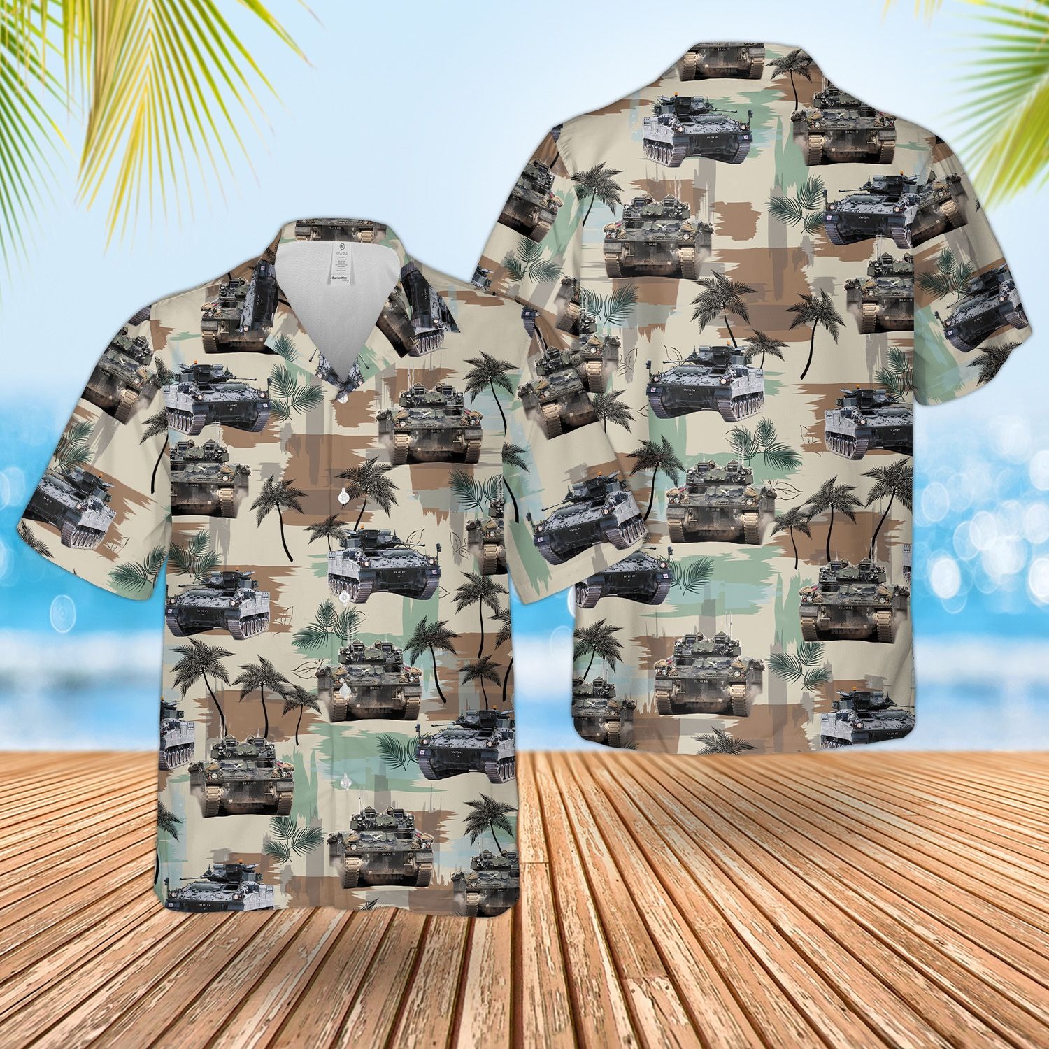 British Army Warrior Tracked Armoured Vehicle Hawaiian Shirt