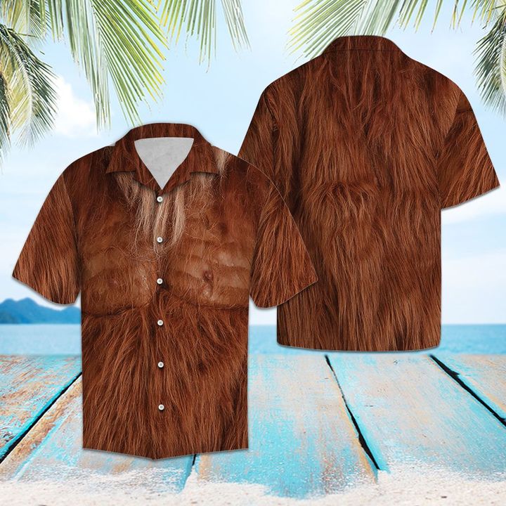 Brown Bigfoot Hawaiian Shirt Summer Button Up