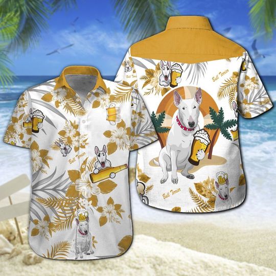 Bull Terrier Beer Hawaiian Shirt Summer Button Up