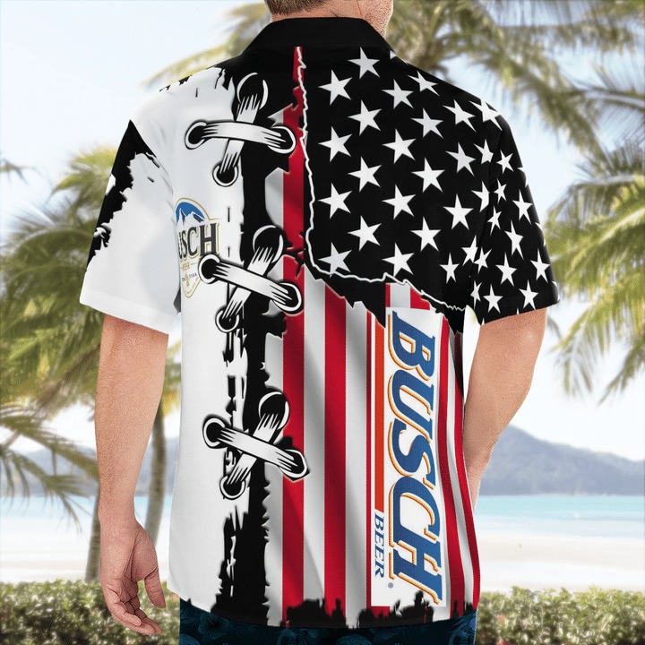 Busch Beer American Flag Hawaiian Shirt