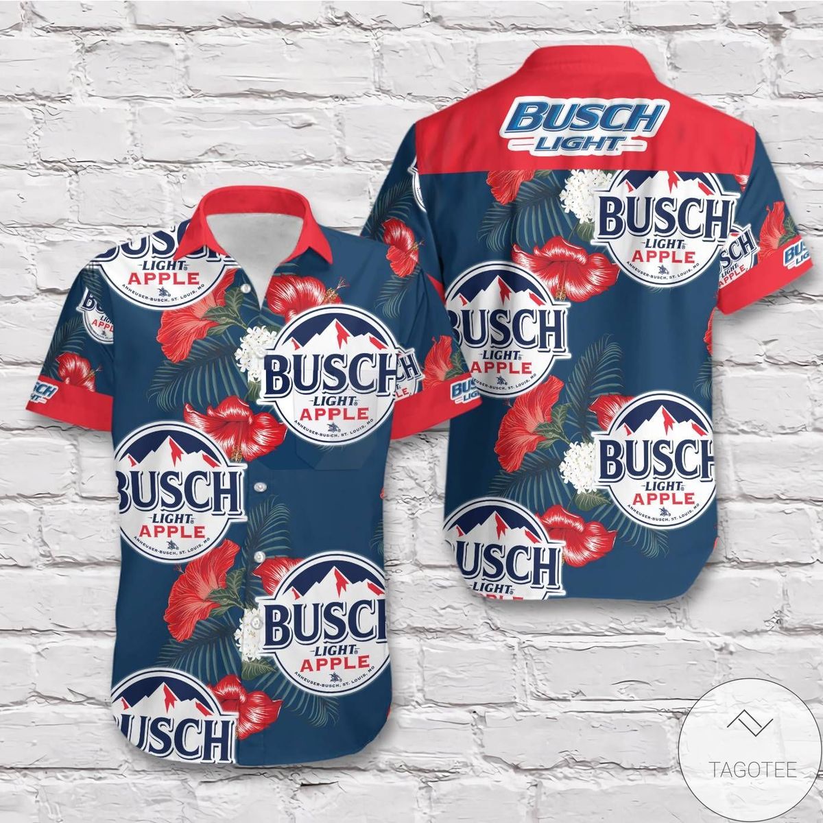 Busch Light Beer Red Apple Flavor Tropical Vibe Hawaiian Shirt