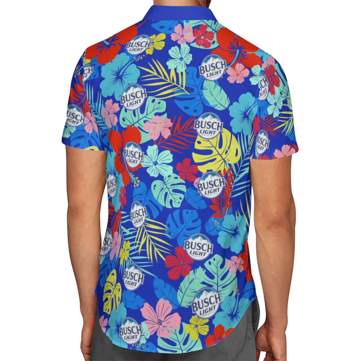 Busch Light Hibiscus Blue Hawaiian Shirt