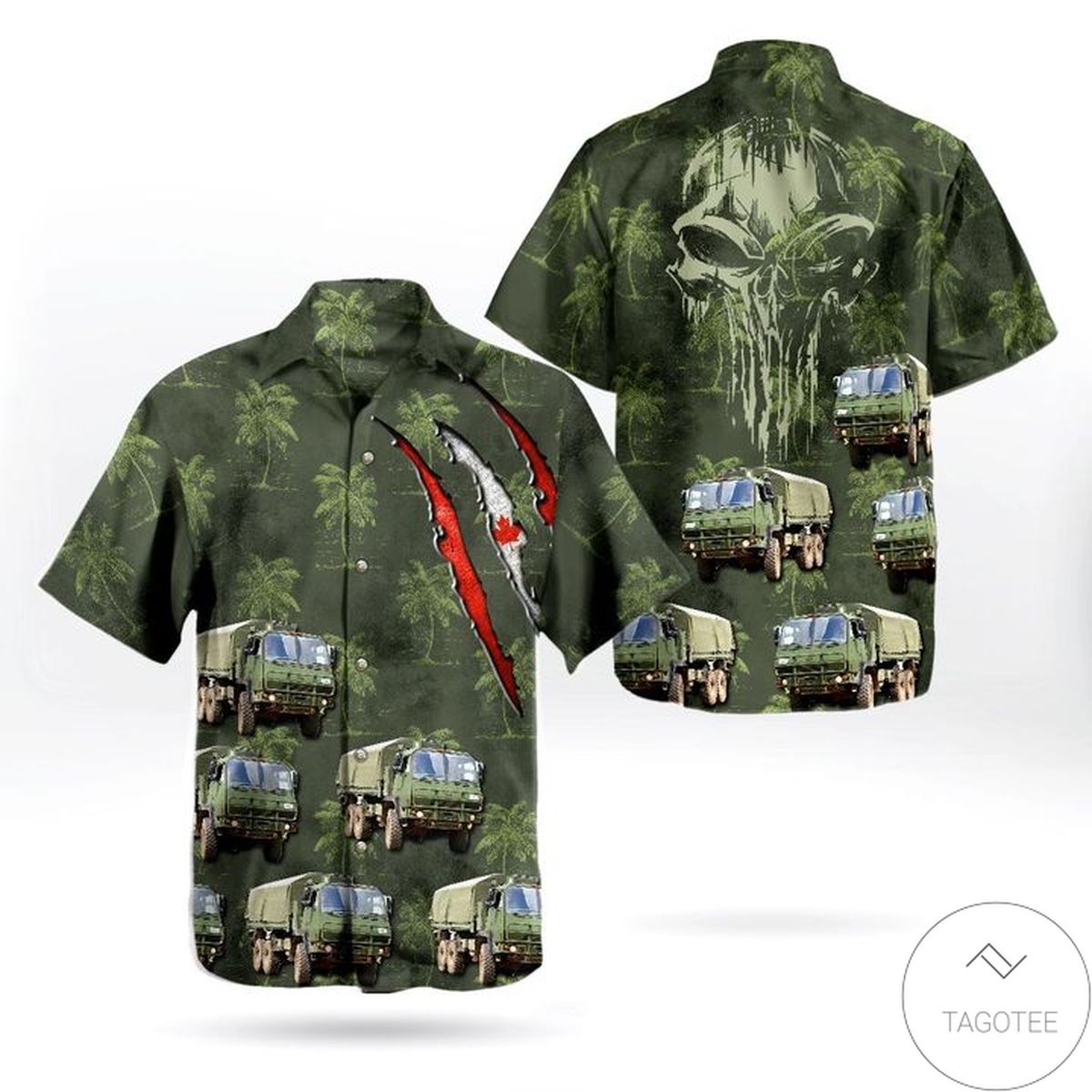 Canadian Army Heavy Logistics Vehicle Wheeled Hawaiian Shirt