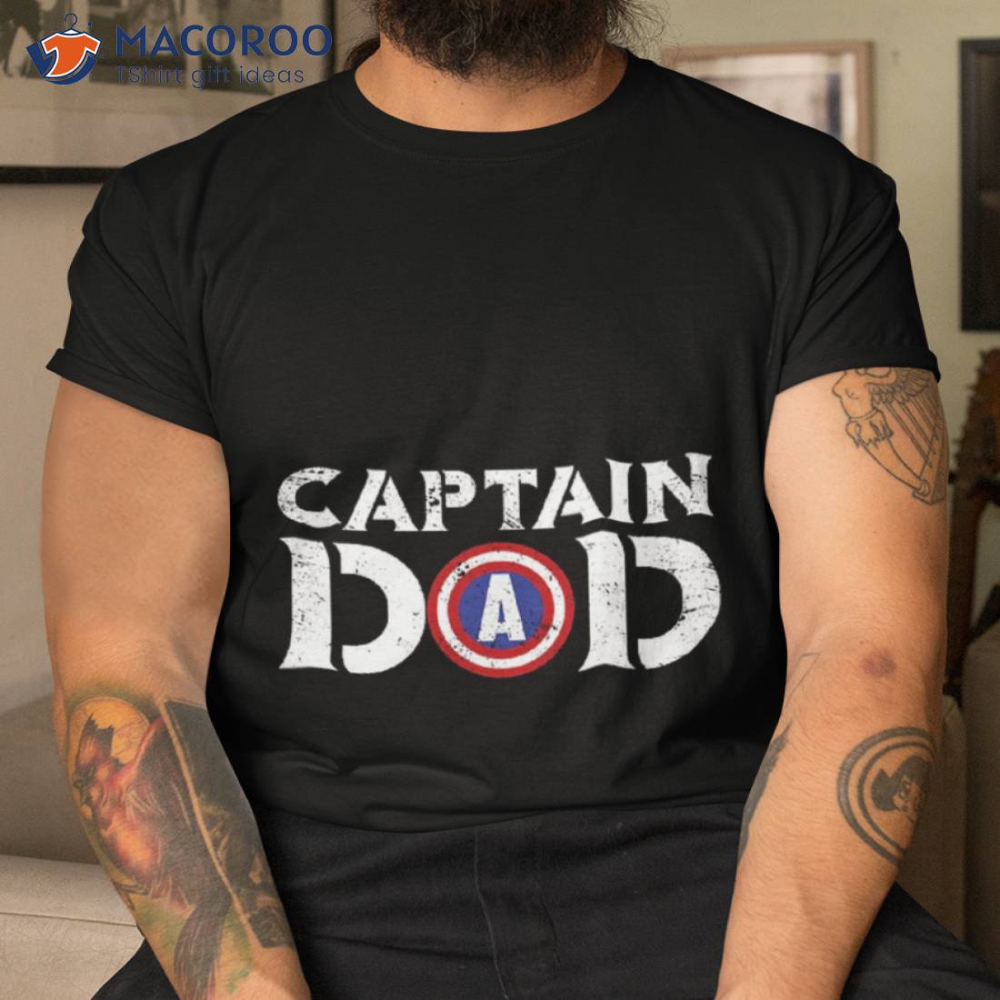 Captain Dad Fathers Shirt American Flag Unisex T-Shirt