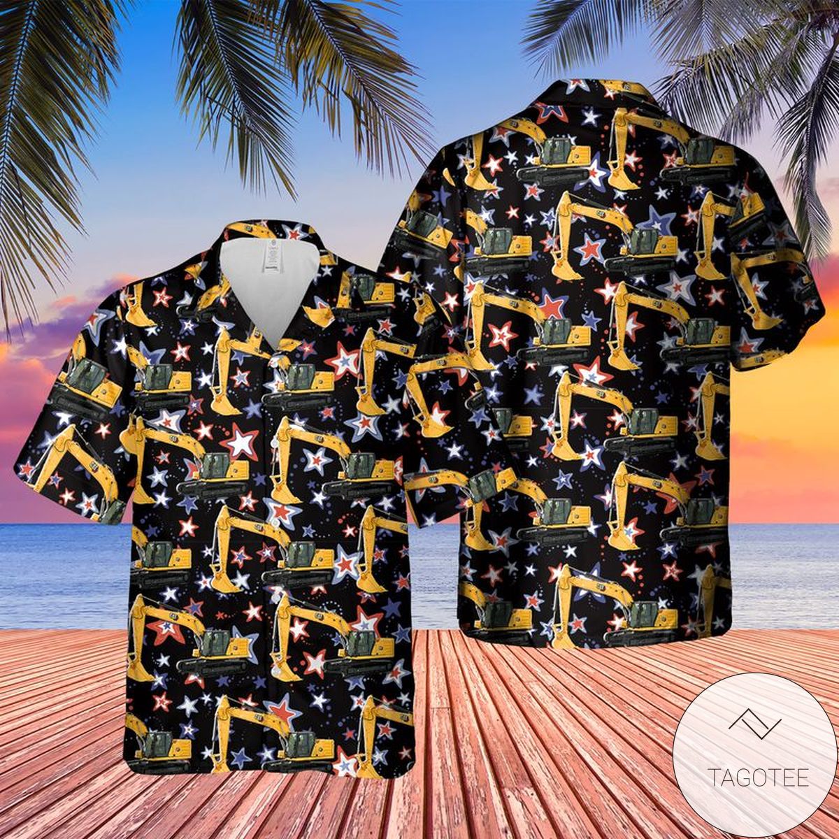 Cat 320 Excavator Hawaiian Shirt- Tagotee