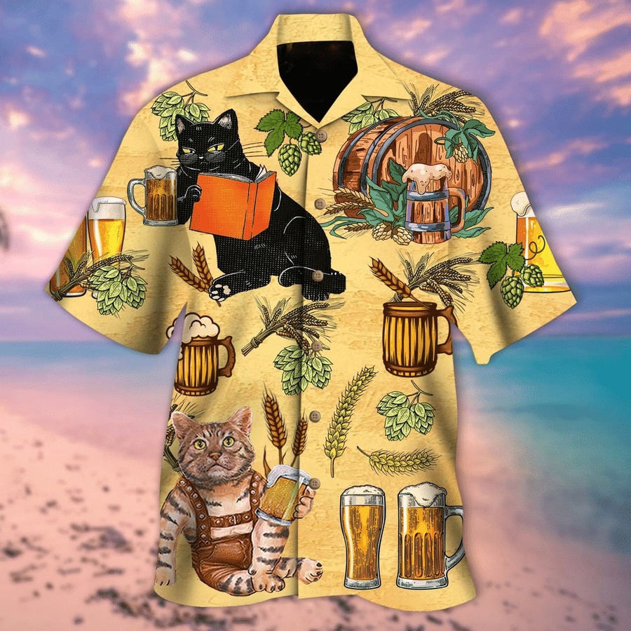 Cat And Beer Hawaiian Shirt