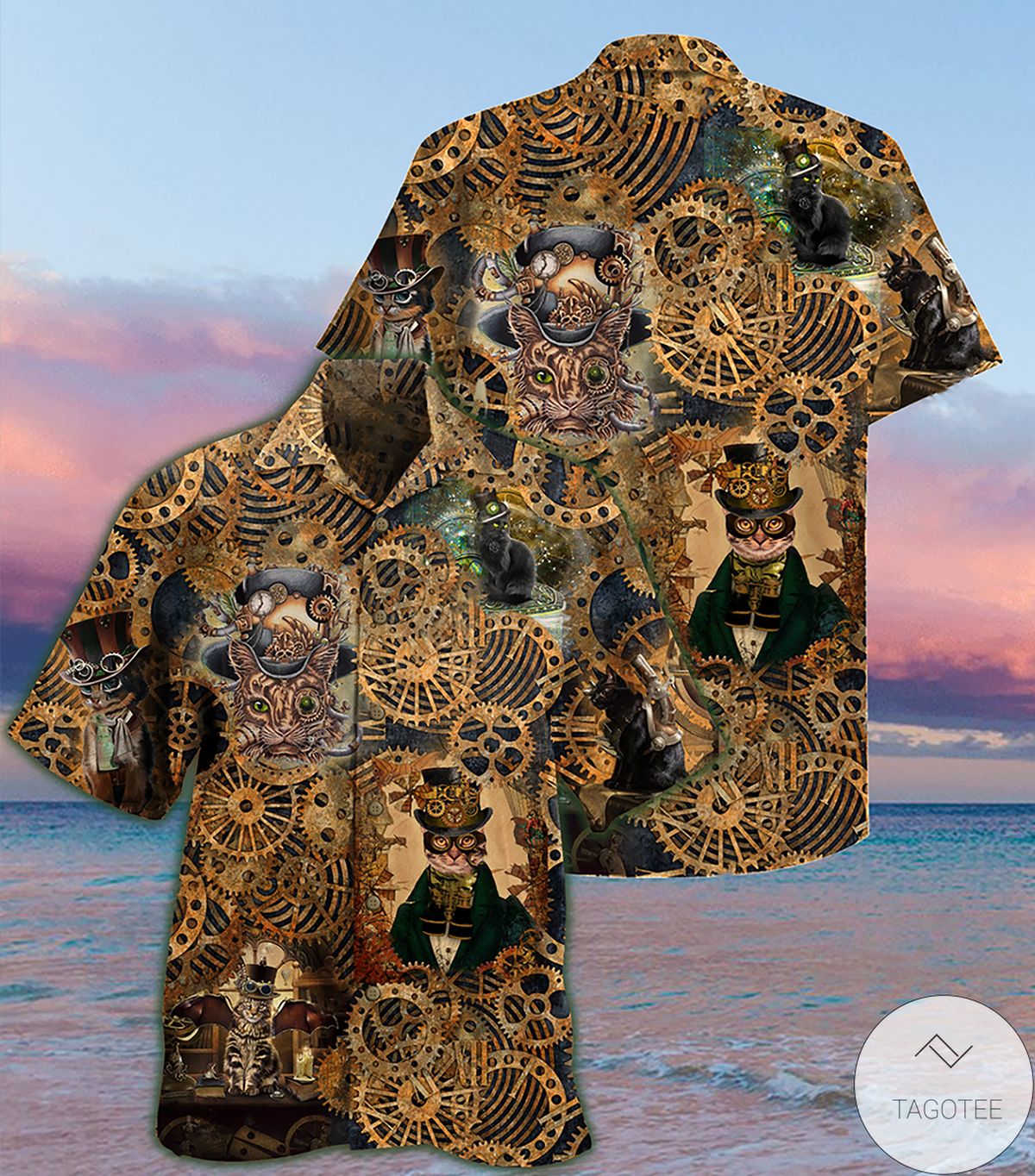 Cat And Machine Vintage Hawaiian Shirt