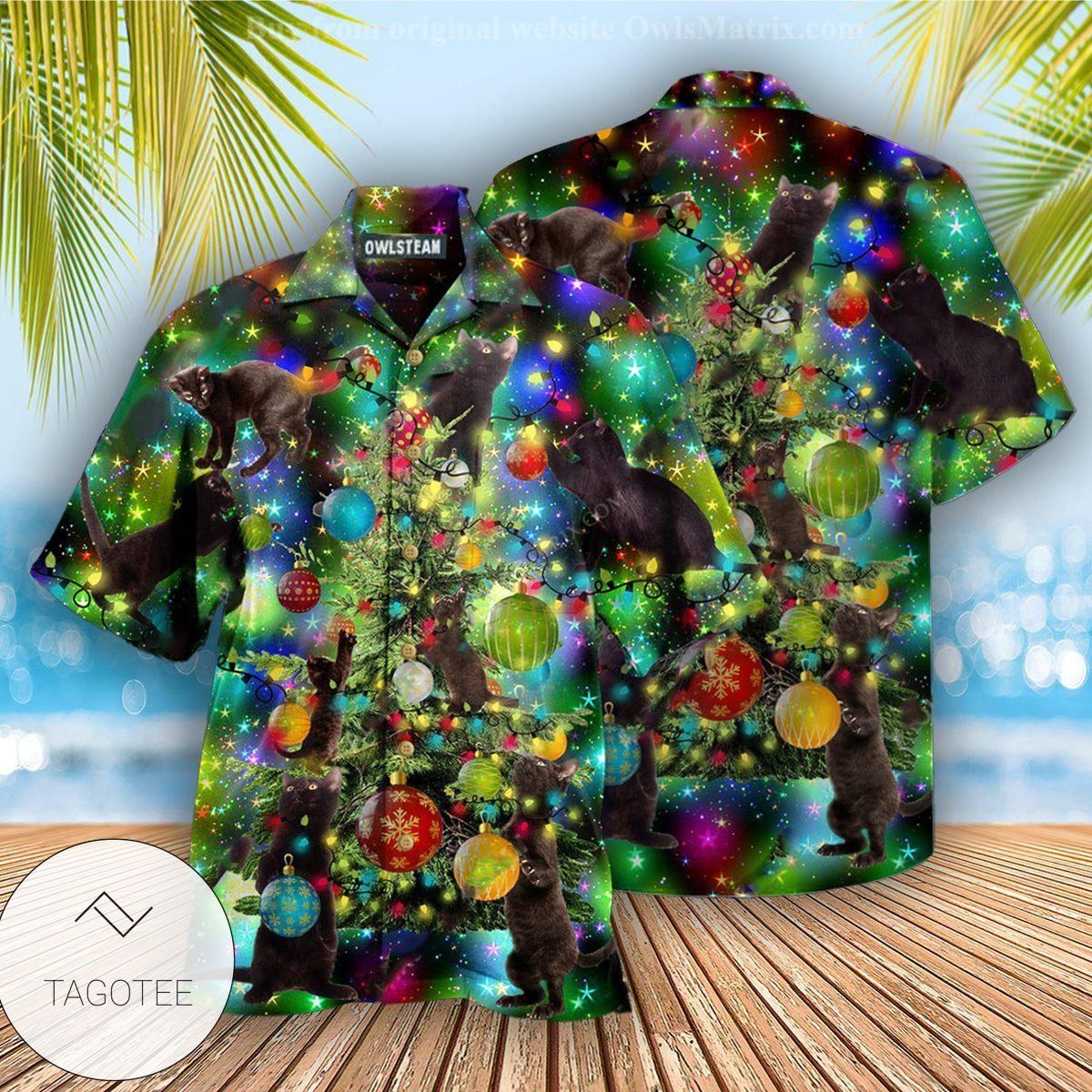 Cat Christmas Lets Get Lit Edition Hawaiian Shirt- Tagotee