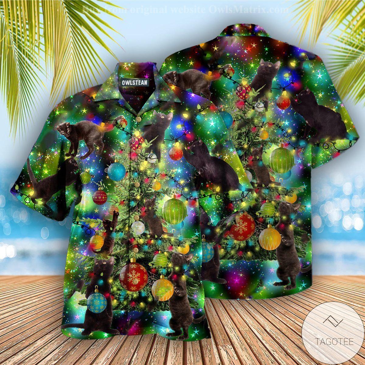 Cat Christmas Light Bulbs Hawaiian Shirt