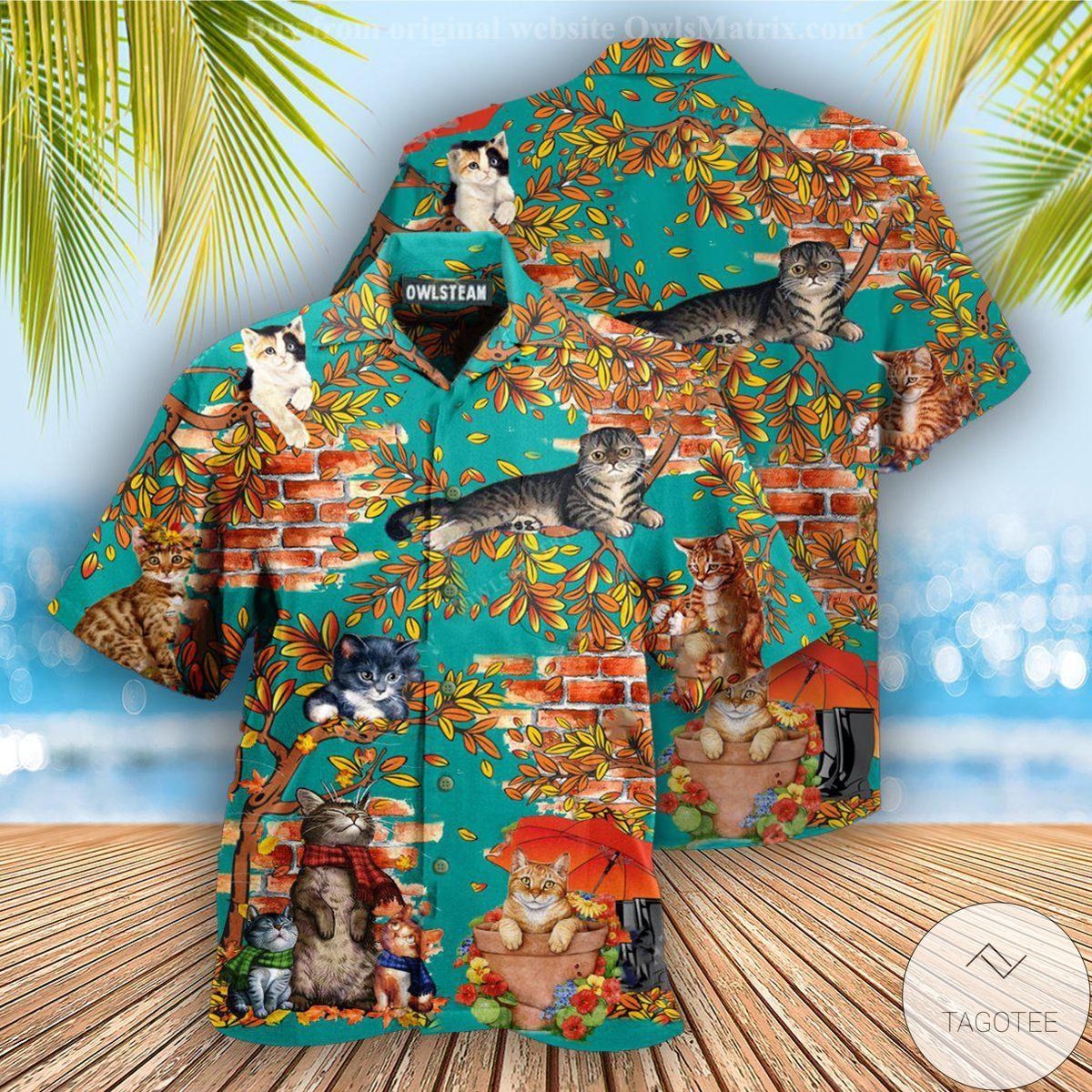 Cat In The Windy Day Hawaiian Shirt