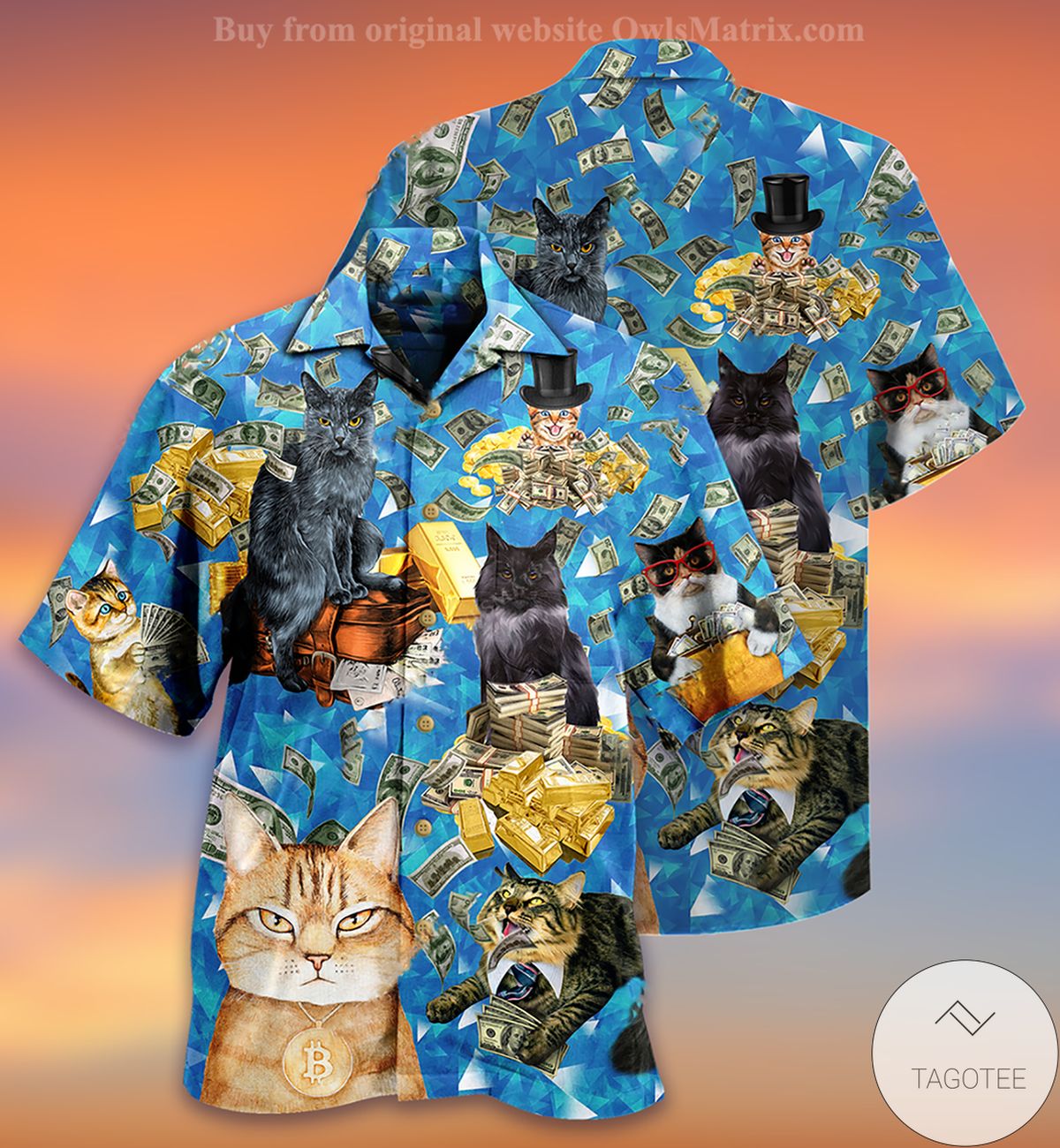 Cat Loves Money Hawaiian Shirt