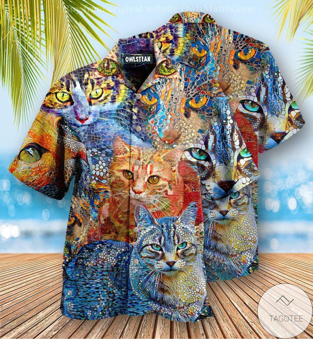 Cat Mosaic Hawaiian Shirt