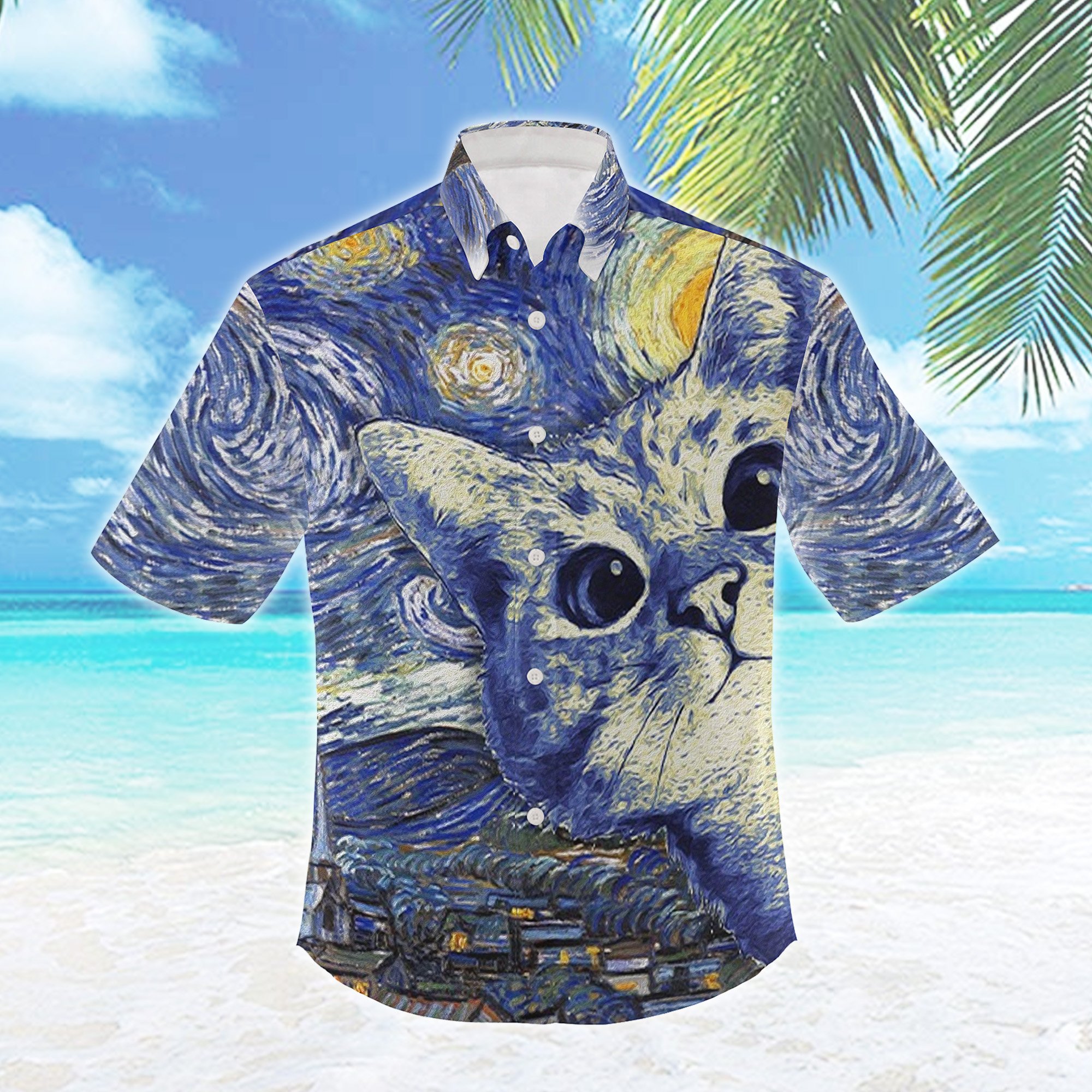 Cat Starry Night Hawaiian Shirt