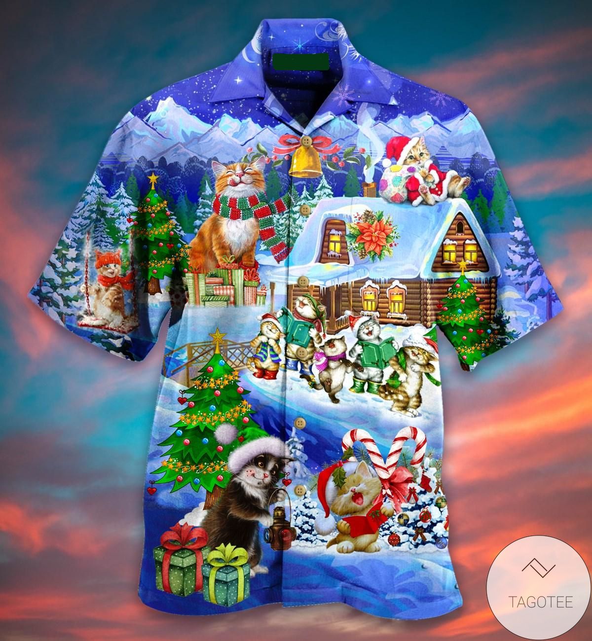 Cats Love Christmas And Santa Hawaiian Shirt