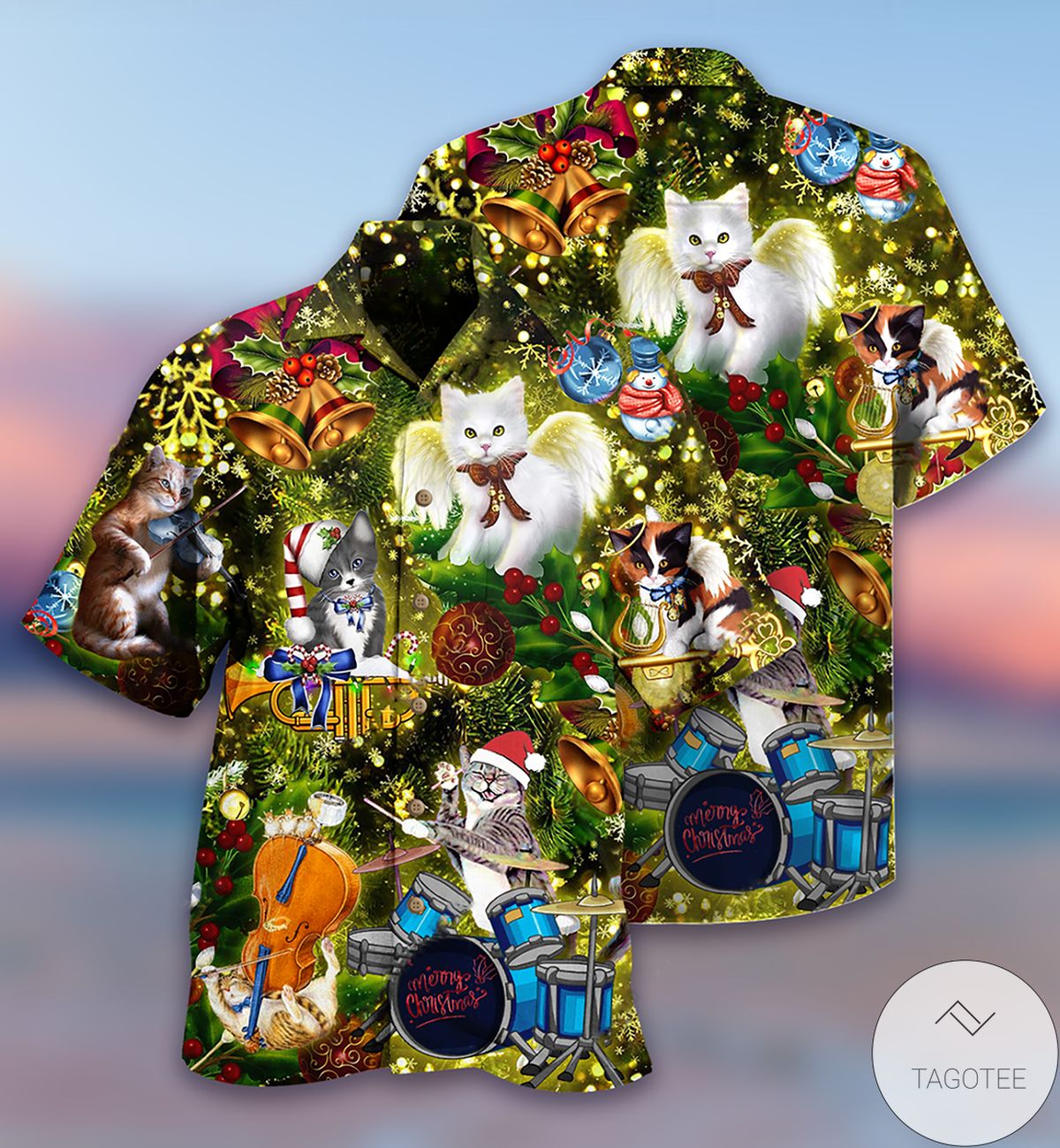 Cats Merry Christmas Angel Hawaiian Shirt