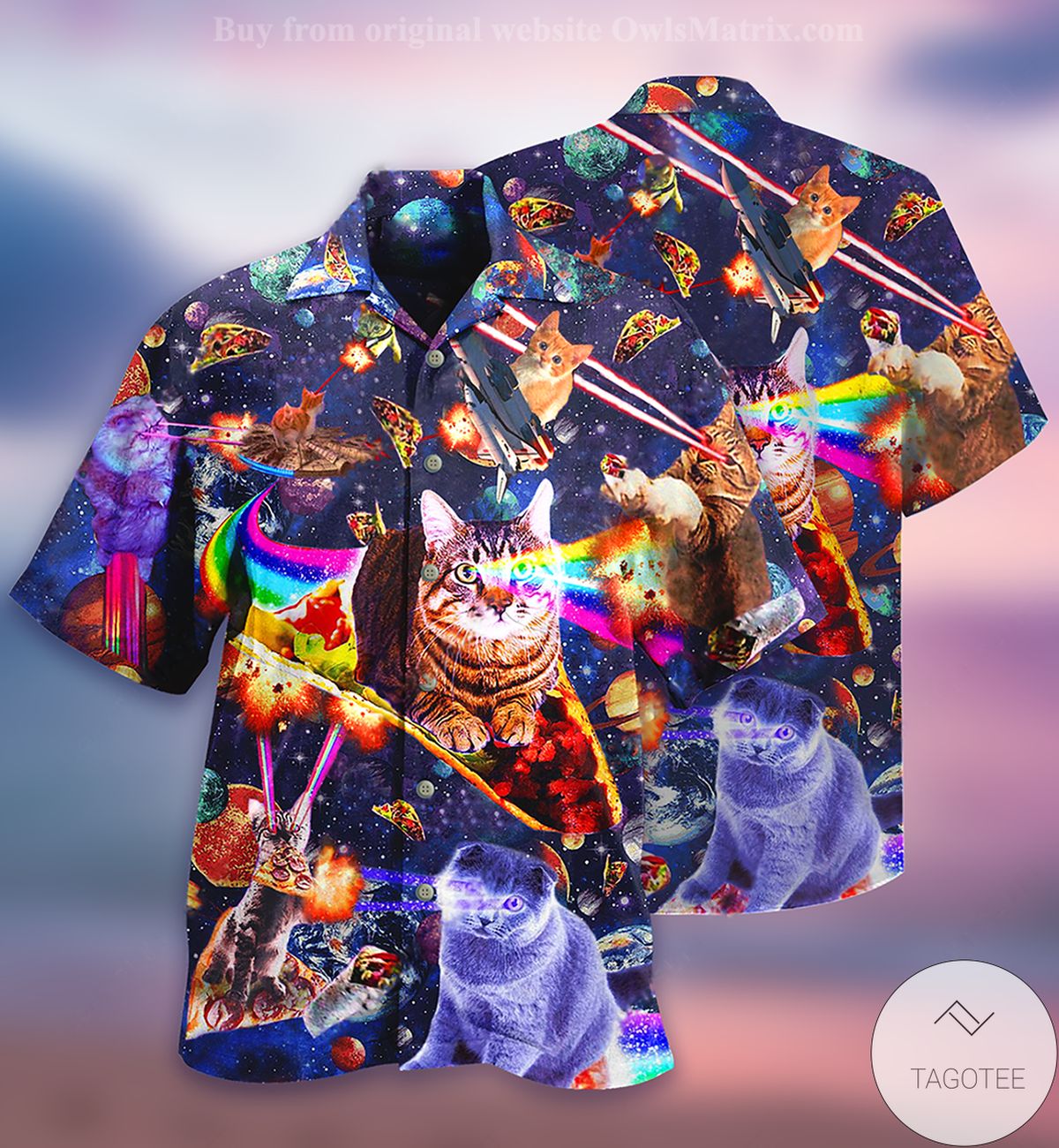 Cats Ride Food In Space Hawaiian Shirt