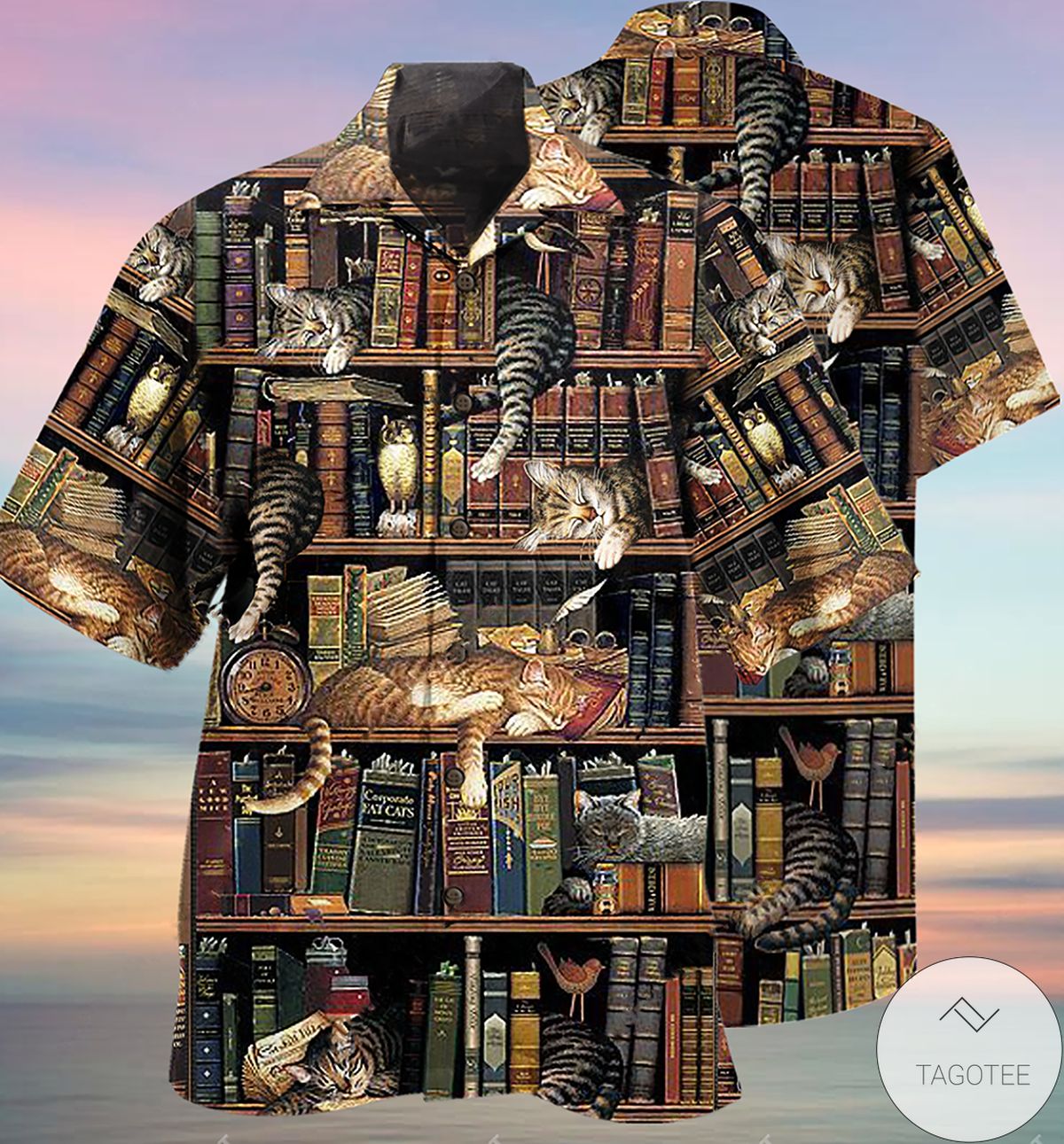 Cats Sleep On The Bookshelf Hawaiian Shirt