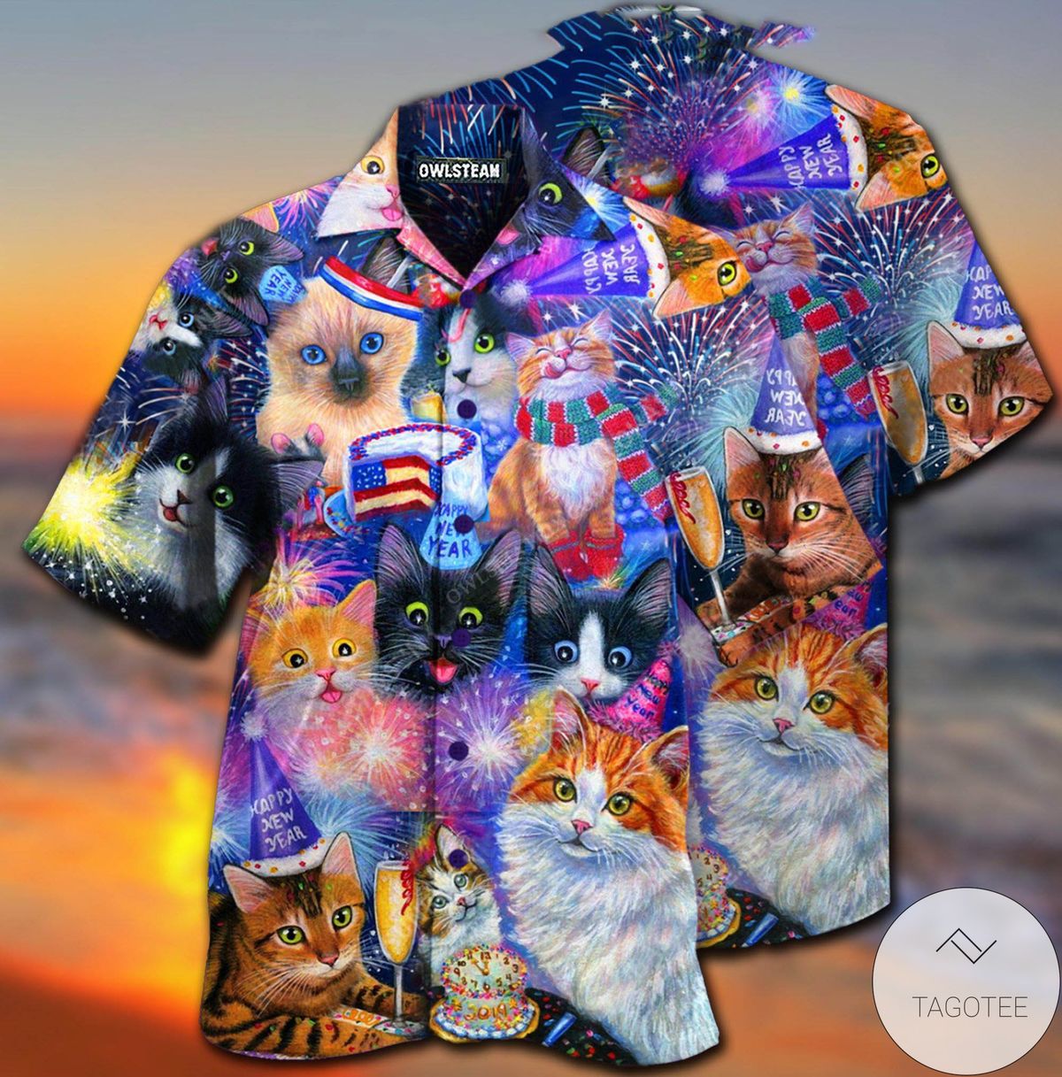 Cats Wish You Happy New Year Hawaiian Shirt