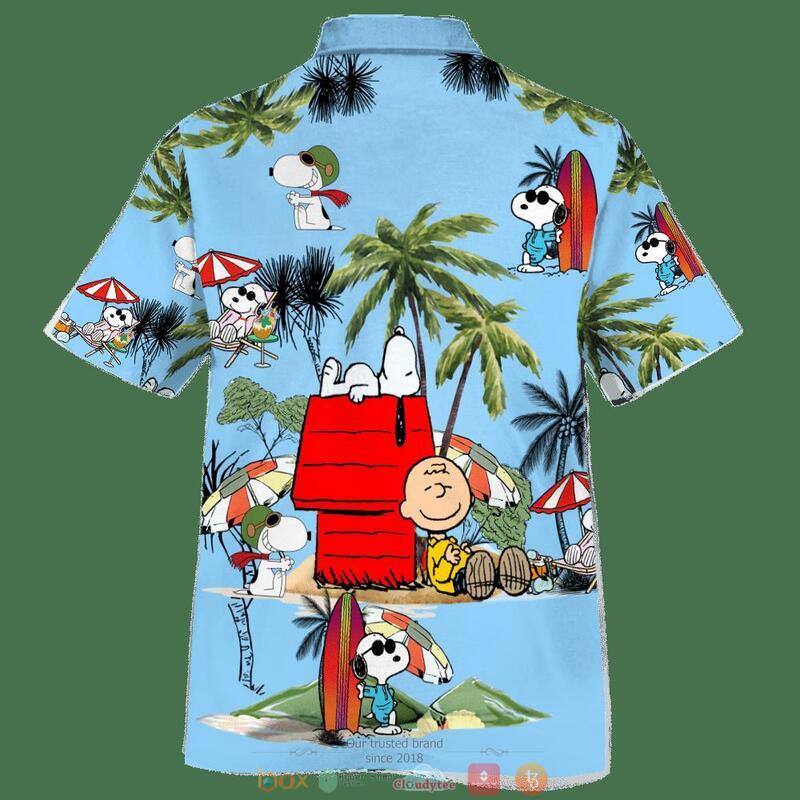 Charlie Brown And Snoopy Beach Blue Hawaiian Shirt