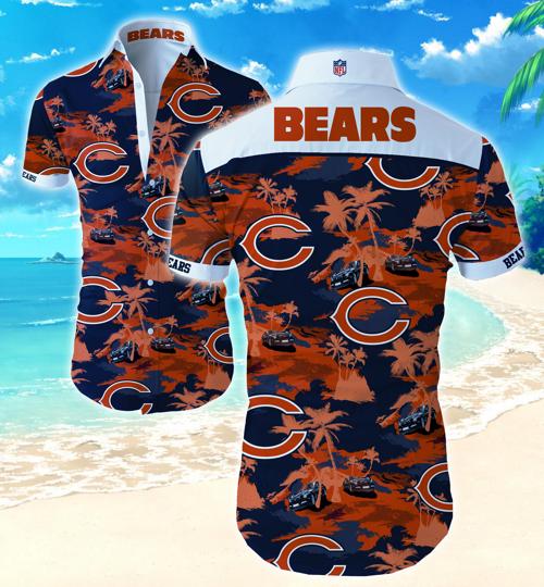 Chicago Bears Coconut Tree Hawaiian Shirt Summer Button Up