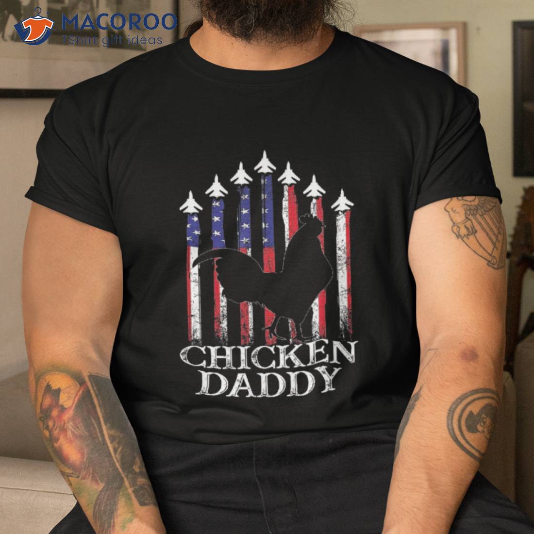 Chicken Daddy Dad Farmer 4th Of July Father’s Day Shirt