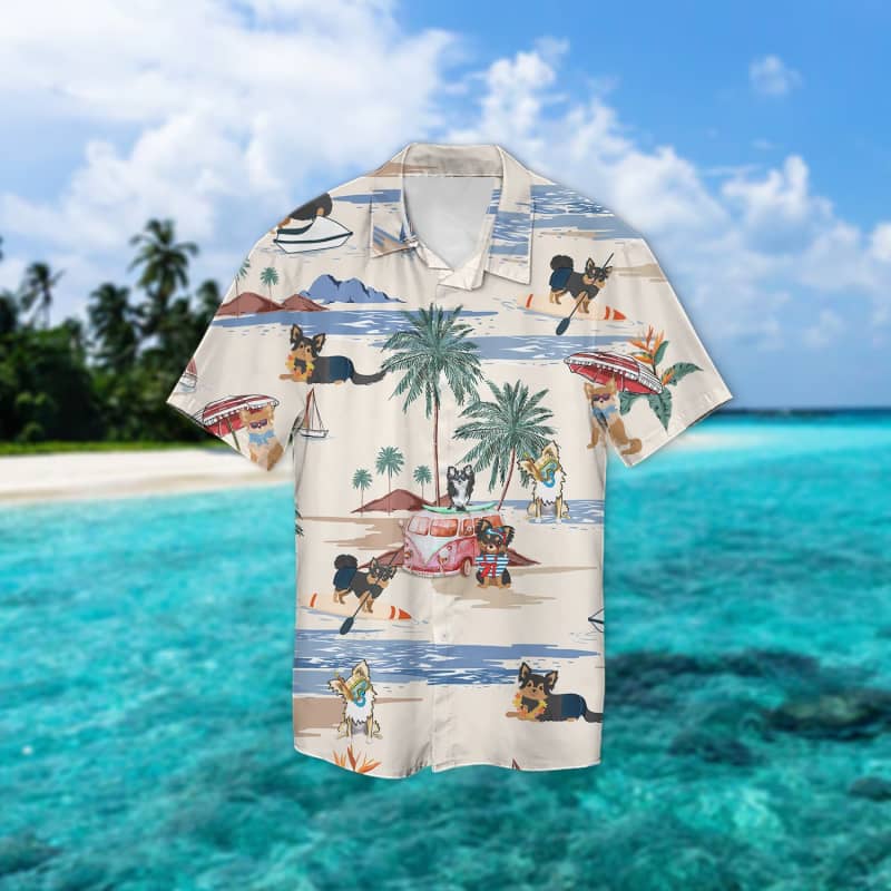 Chihuahua Longhair Beach Hawaiian Shirt