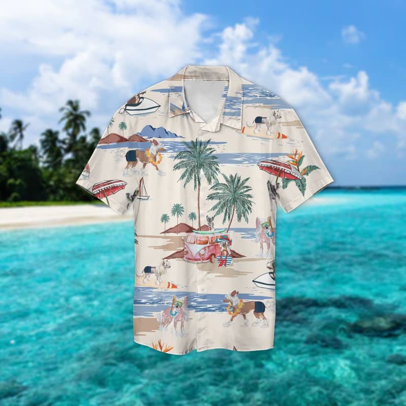 Chinese Crested Dog Beach Hawaiian Shirt