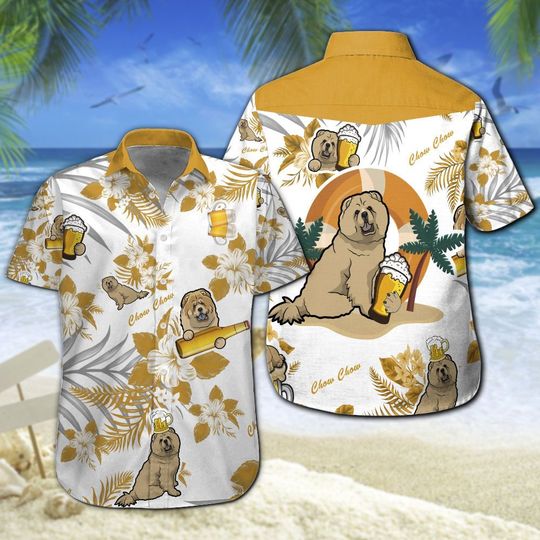 Chow Chow Beer Hawaiian Shirt Summer Button Up