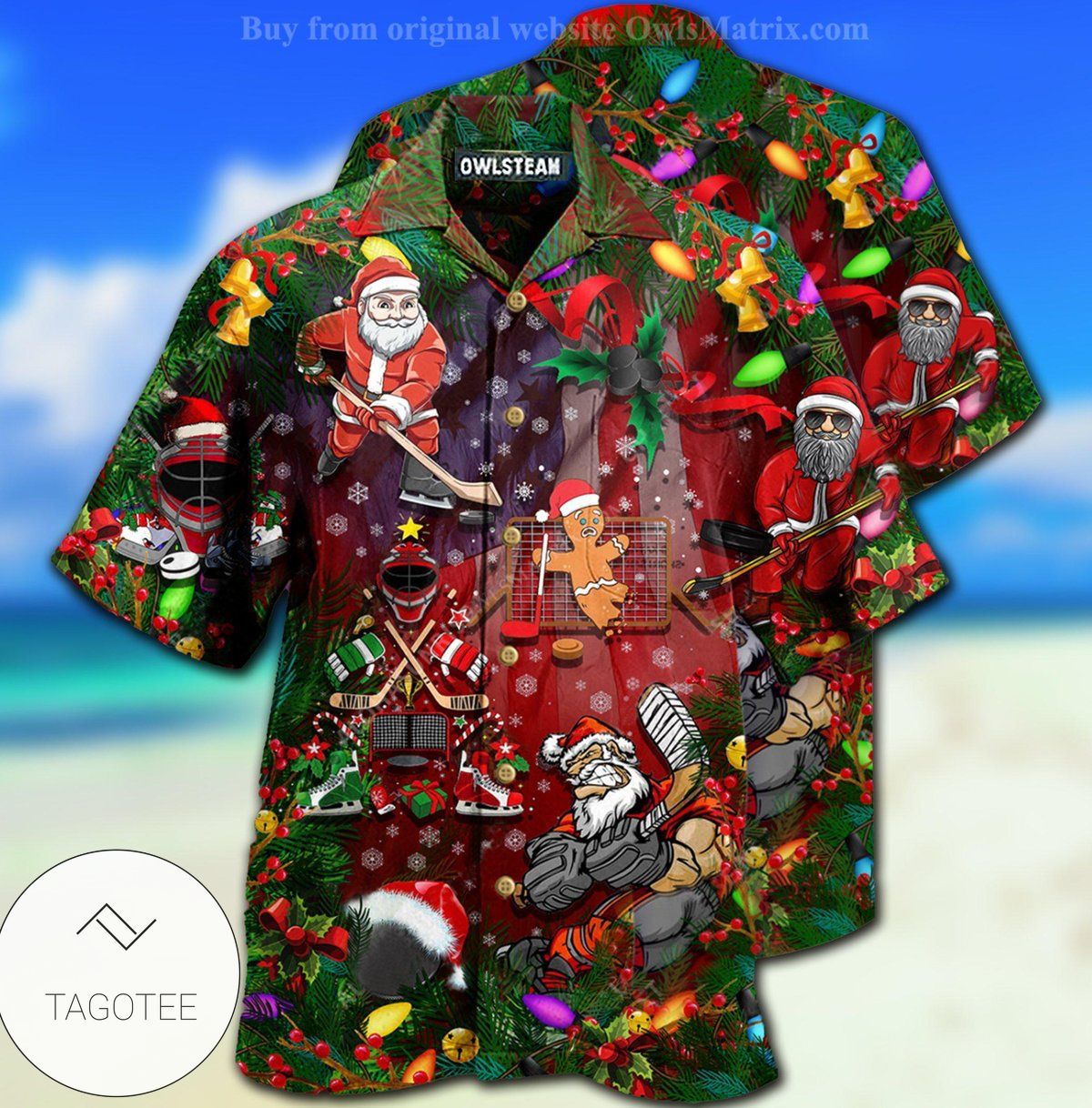 Christmas Come On Play Hockey With Santa Claus And Reindeer Limited Hawaiian Shirt