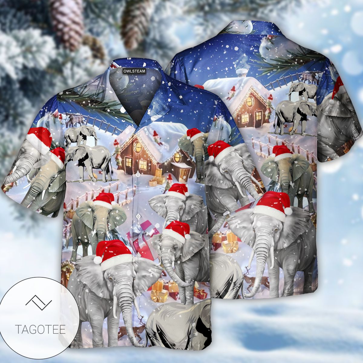 Christmas Elephant Town Hawaiian Shirt- Tagotee