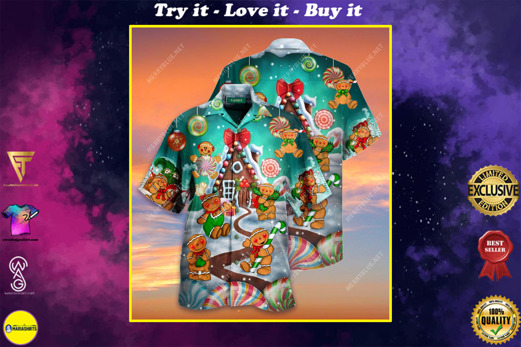 Christmas Gingerbread Cookies Full Printing Hawaiian Shirt