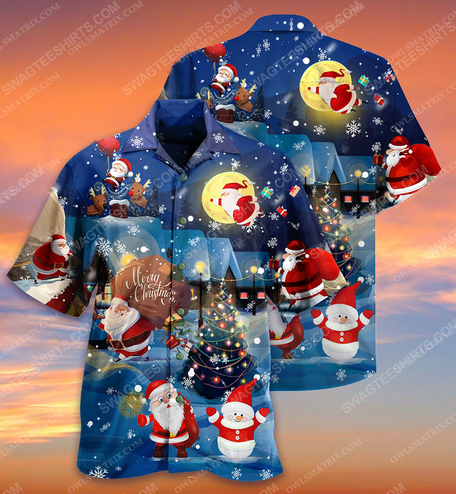 Christmas Holiday Love Santa And Gift Full Print Hawaiian Shirt